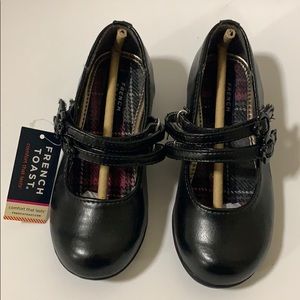 Girls Double Strap Flower Buckle Flats